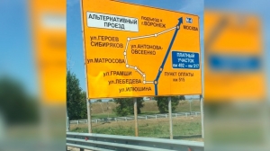 На дорожном знаке при въезде в Воронеж автолюбители заметили опечатку
